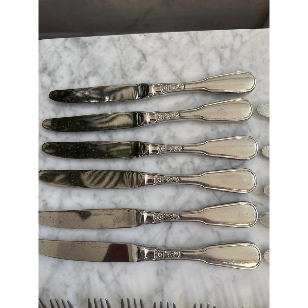 Nirosta Edelstahl 18/8 Stainless Steel Flatware Set 35pc Floral Fiddle Germany